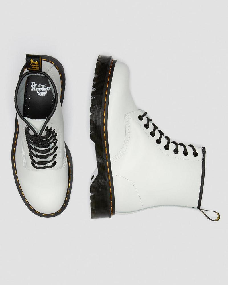 Dr Martens 1460 Bex Smooth Læder Platform Støvler Dame Hvide | DK 229KOR